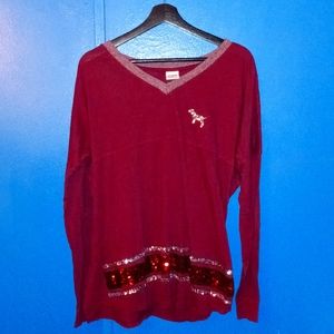 Pink by Victoria's Secret - Maroon Long Sleeved Top with Sequins